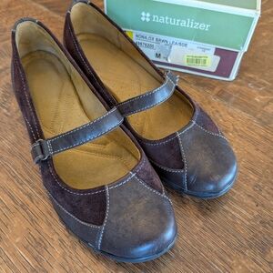 Naturalizer Women's Dark Brown Mary Jane Flats